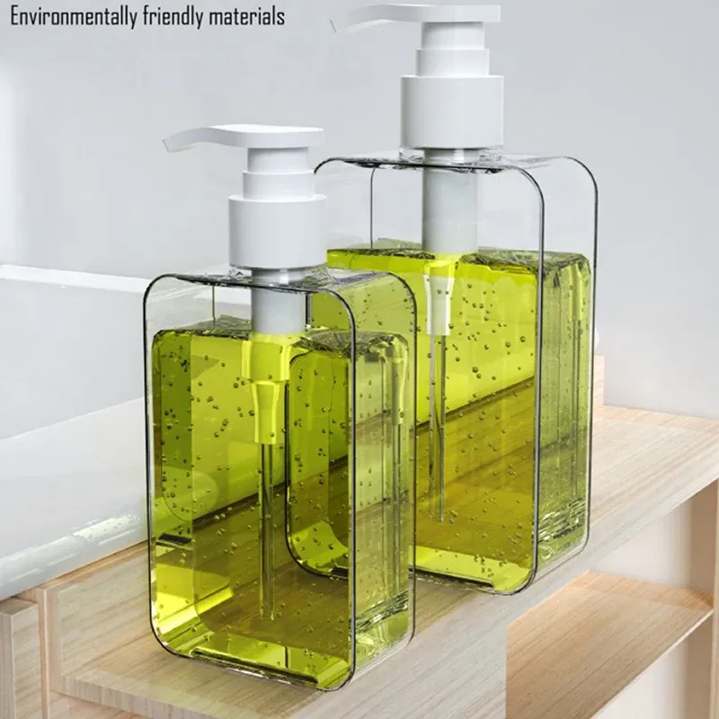 Distributeur de savon carré transparent, flacon à pompe pour lotion de comptoir, distributeur de savon liquide pour lotion de salle de bain, rechargeable Emp 2