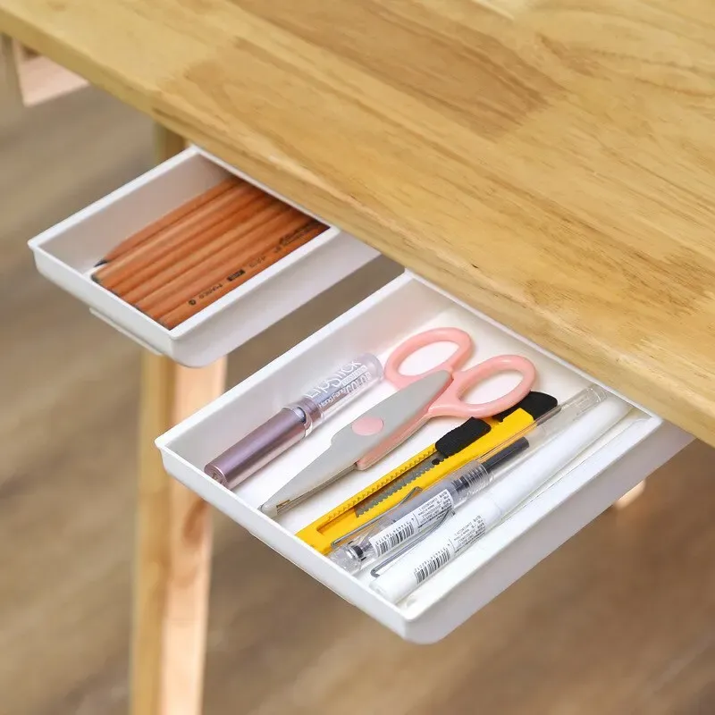 MELBox Boîte de rangement blanche sous tiroir pour bureau, support pour crayons de maquillage 2