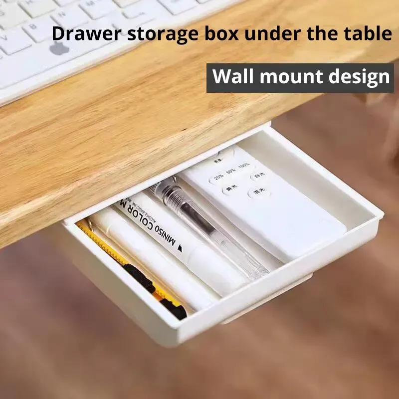 MELBox Boîte de rangement blanche sous tiroir pour bureau, support pour crayons de maquillage - Image 1