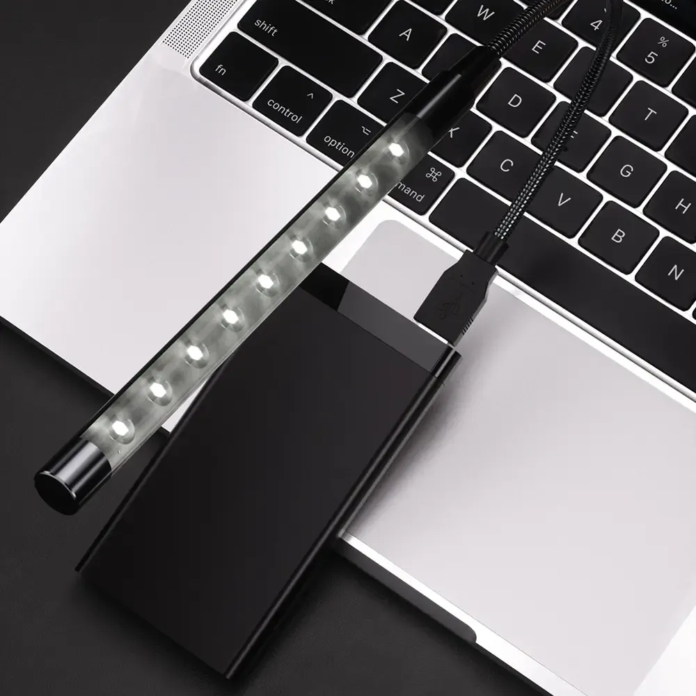 Lampe de lecture LED USB flexible en métal avec 10 LEDs, alimentation USB, idéale pour livre et ordinateur portable 3