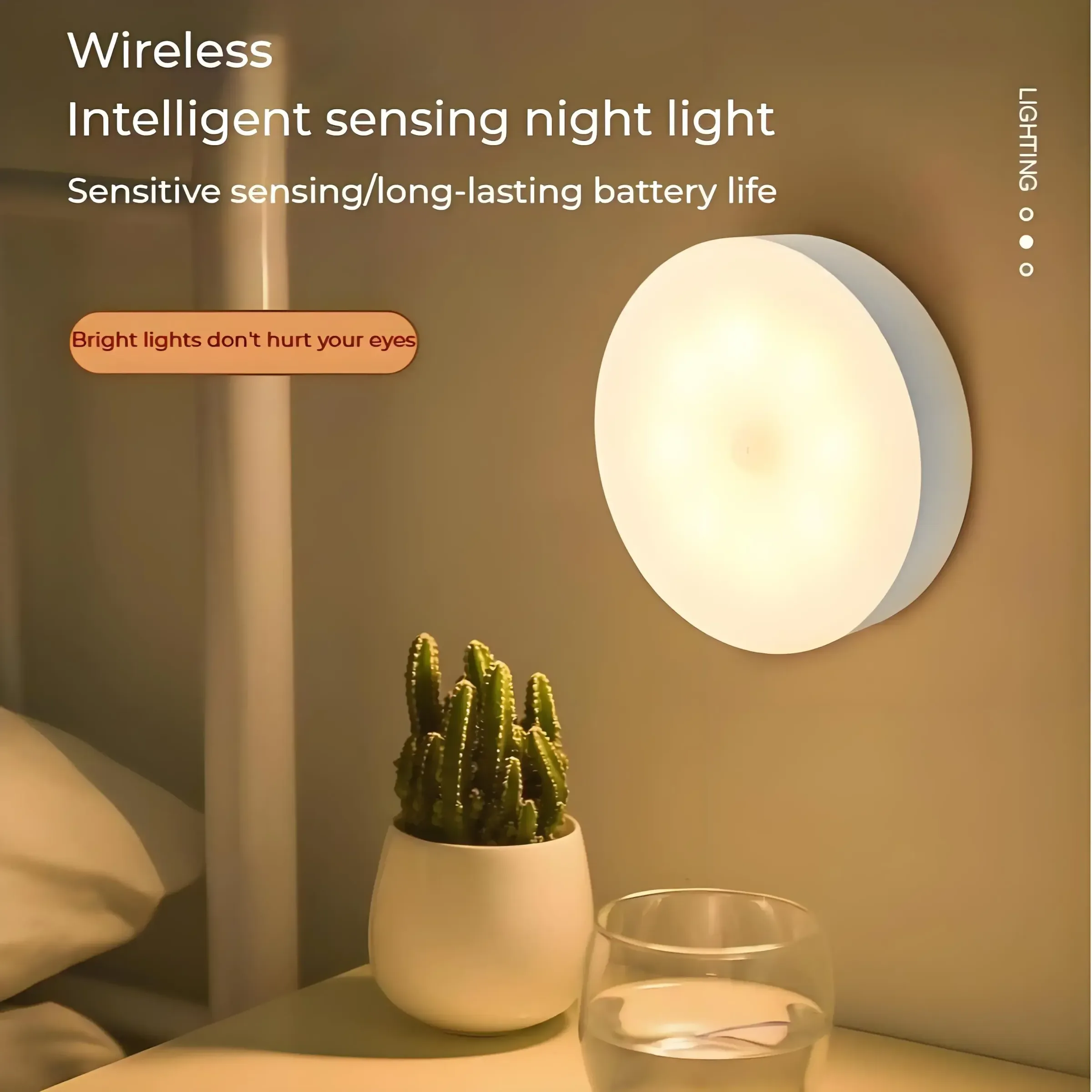 Lampe de nuit LED HPH à capteur de mouvement intelligent, lot de 2, éclairage automatique, rechargeable par USB, sans fil, fixation magnétique 2
