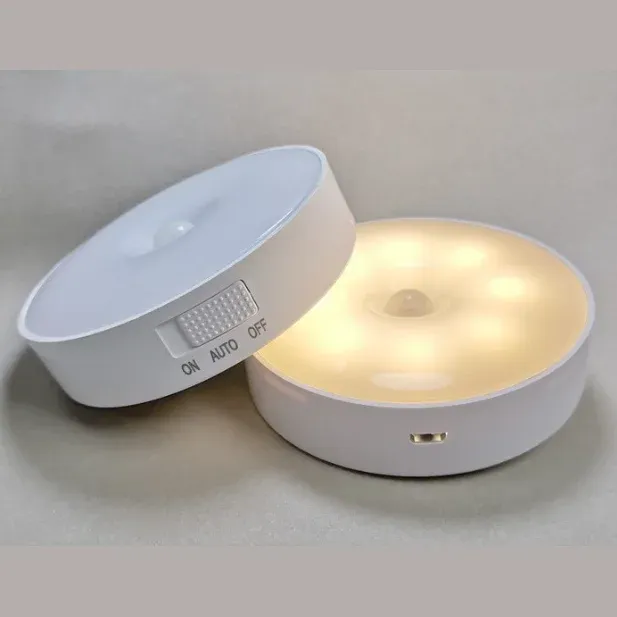 Lampe de nuit LED HPH à capteur de mouvement intelligent, lot de 2, éclairage automatique, rechargeable par USB, sans fil, fixation magnétique 8