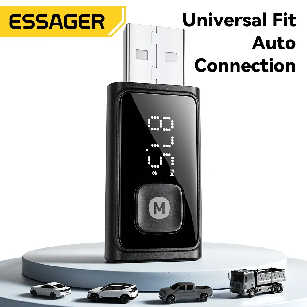 Interesting: the source title is already in French, so I'll produce a clean, professional French version without the keyword stuffing.

ESSAGER Adaptateur Bluetooth 5.4 pour voiture, transmetteur FM sans fil, récepteur audio et kit mains libres avec micro 5