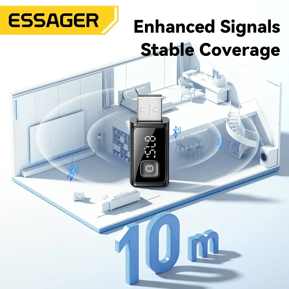 Interesting: the source title is already in French, so I'll produce a clean, professional French version without the keyword stuffing.

ESSAGER Adaptateur Bluetooth 5.4 pour voiture, transmetteur FM sans fil, récepteur audio et kit mains libres avec micro 6