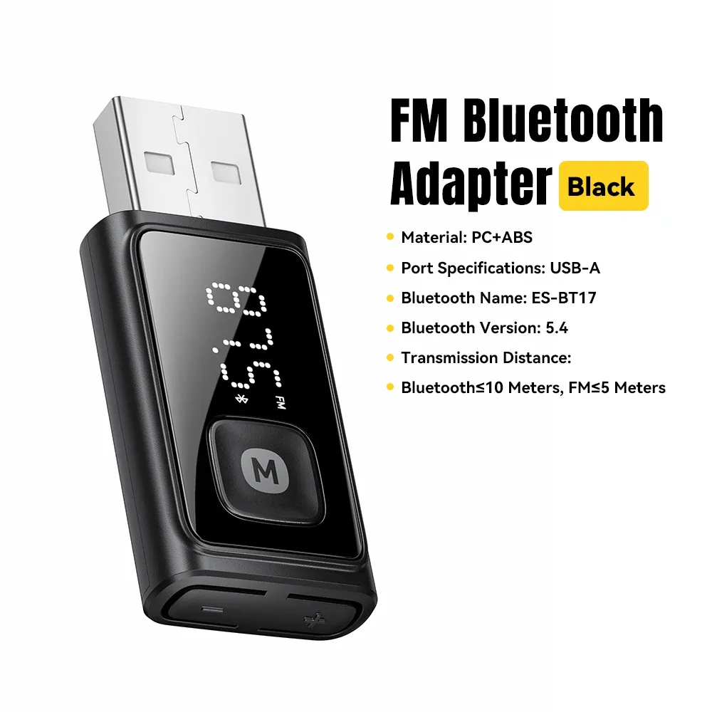 Interesting: the source title is already in French, so I'll produce a clean, professional French version without the keyword stuffing.

ESSAGER Adaptateur Bluetooth 5.4 pour voiture, transmetteur FM sans fil, récepteur audio et kit mains libres avec micro 7