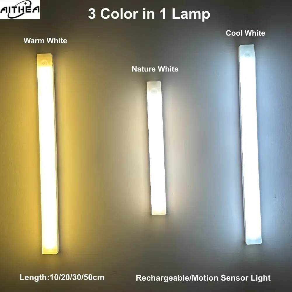 Veilleuse LED AITHEA à détecteur de mouvement, rechargeable par USB, sans fil et portable 1