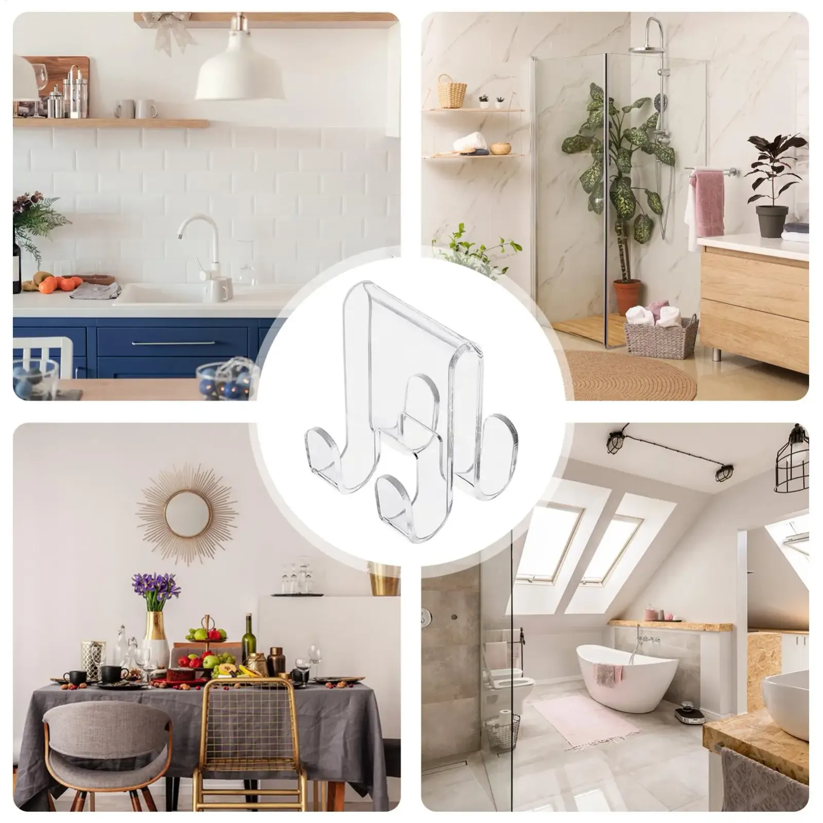 Crochet de douche en acrylique dans une salle de bain moderne