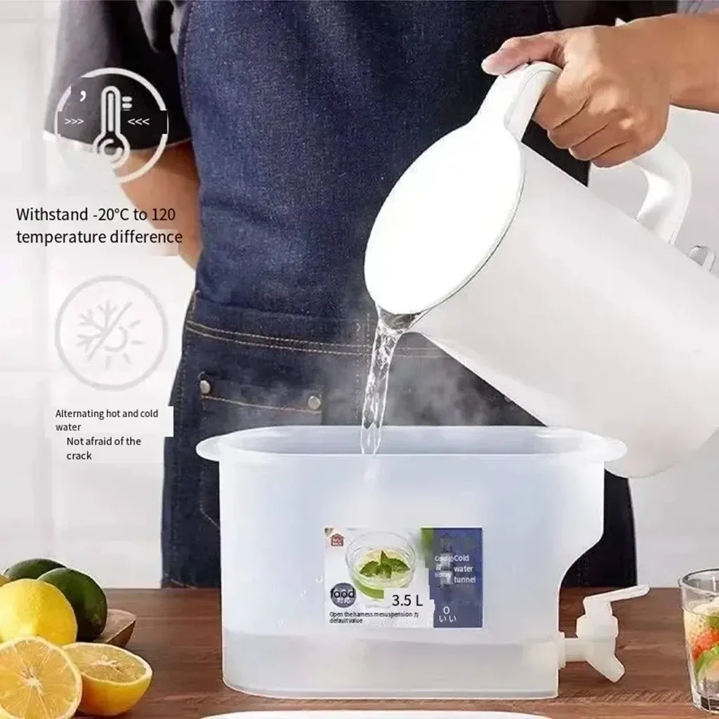 Carafe à eau froide grande capacité 3,5 L avec robinet, distributeur de boissons glacées pour réfrigérateur 4