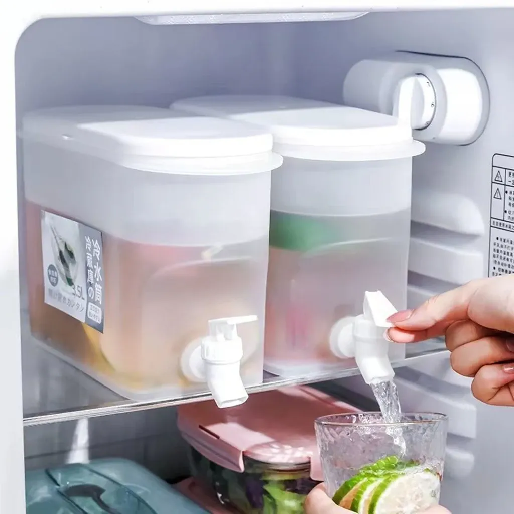 Carafe à eau froide grande capacité 3,5 L avec robinet, distributeur de boissons glacées pour réfrigérateur 5