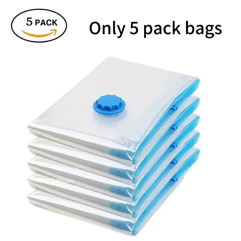 Lot de 3/5/10 Sacs de Rangement sous Vide pour Vêtements et Literie, Économiseurs d'Espace, Pliables et Réutilisables, Fermeture Hermétique 7