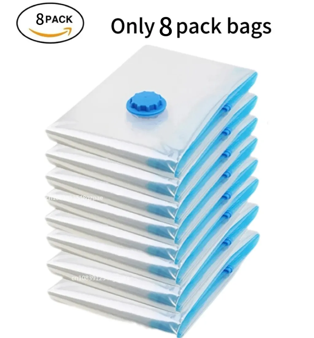 Lot de 3/5/10 Sacs de Rangement sous Vide pour Vêtements et Literie, Économiseurs d'Espace, Pliables et Réutilisables, Fermeture Hermétique 8