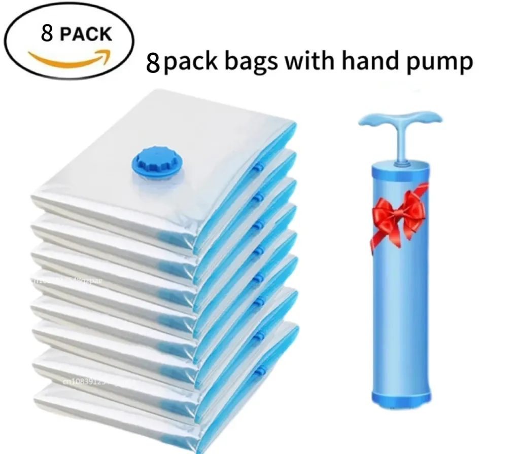 Lot de 3/5/10 Sacs de Rangement sous Vide pour Vêtements et Literie, Économiseurs d'Espace, Pliables et Réutilisables, Fermeture Hermétique 11