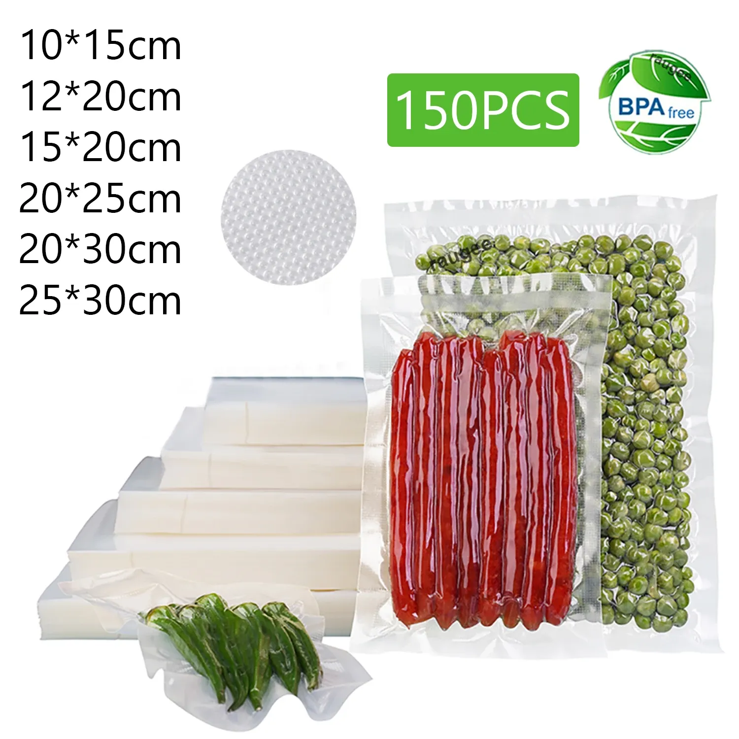 Sacs de mise sous vide pour aliments, lot de 150 (3 tailles), sans BPA 2