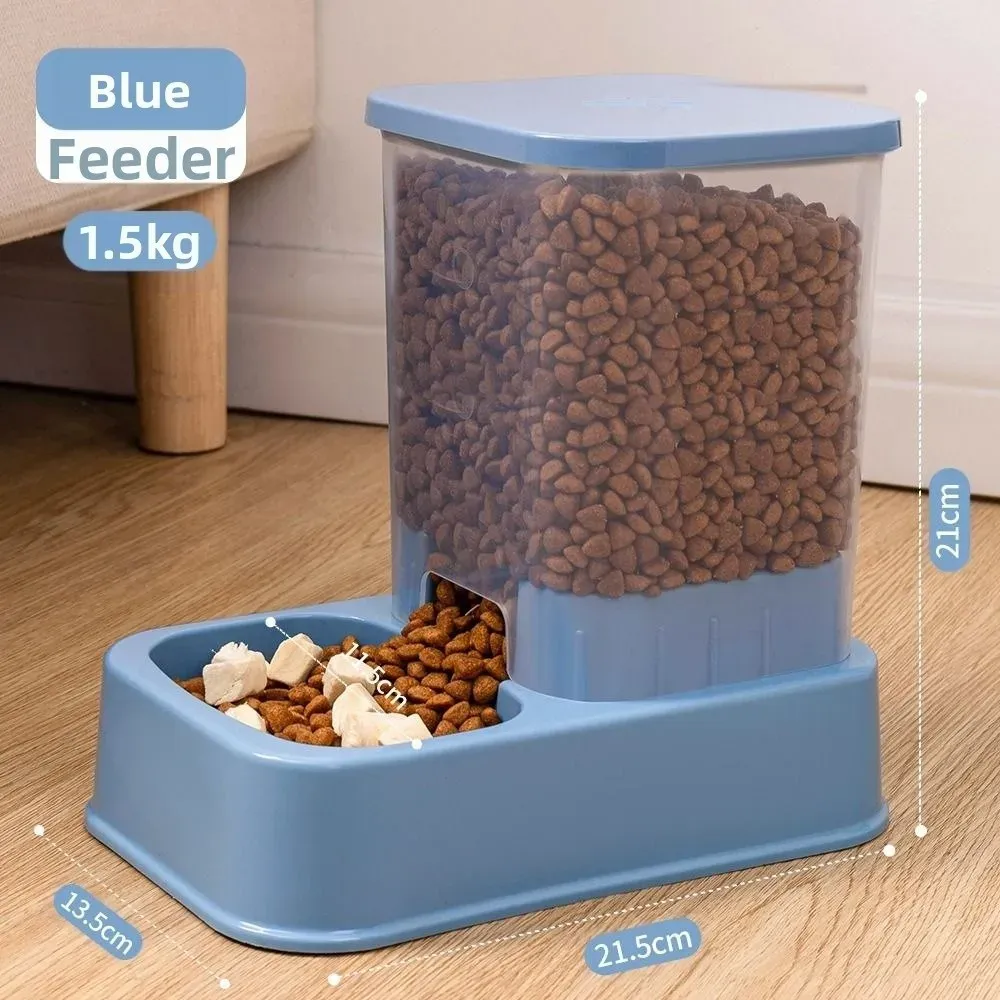 Mangeoire automatique en plastique pour animaux de compagnie, 1,2 L / 1,5 L, grande capacité, distributeur d'eau pour chat et chien, ensemble d'alimentation, 3 couleurs, 2 modèles 2
