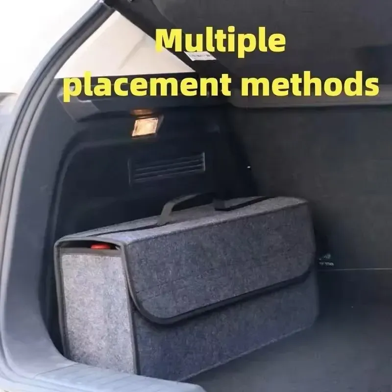 Organisateur souple pour coffre de voiture en feutre, boîte de rangement avec grand compartiment antidérapant, sac de rangement pour outils 2