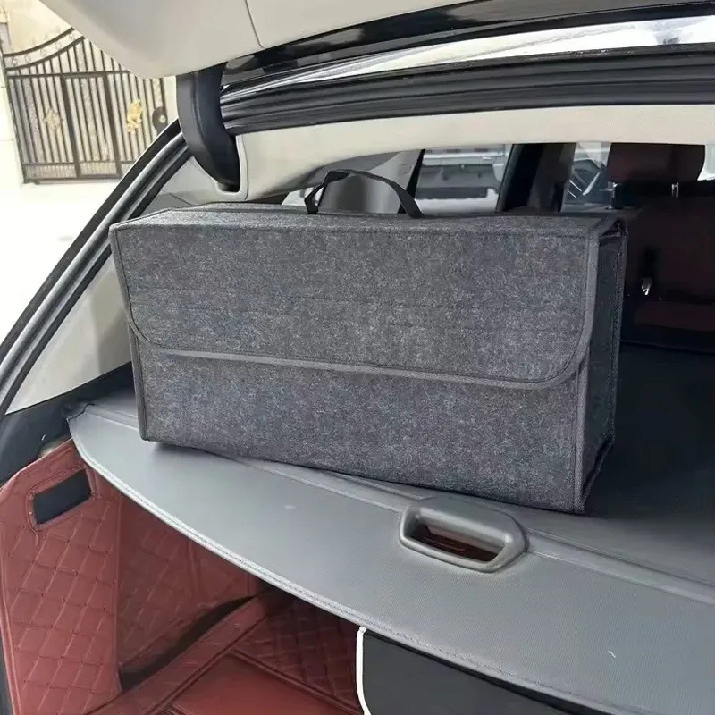 Organisateur souple pour coffre de voiture en feutre, boîte de rangement avec grand compartiment antidérapant, sac de rangement pour outils 5