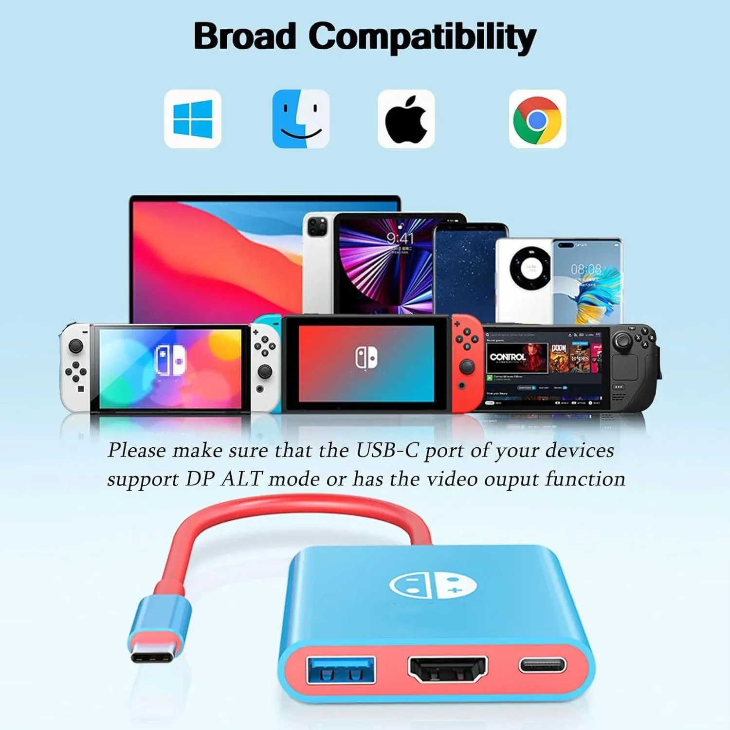 Station d'accueil 3 en 1 pour Nintendo Switch, adaptateur TV 4K/60 Hz, support pour console portable 6