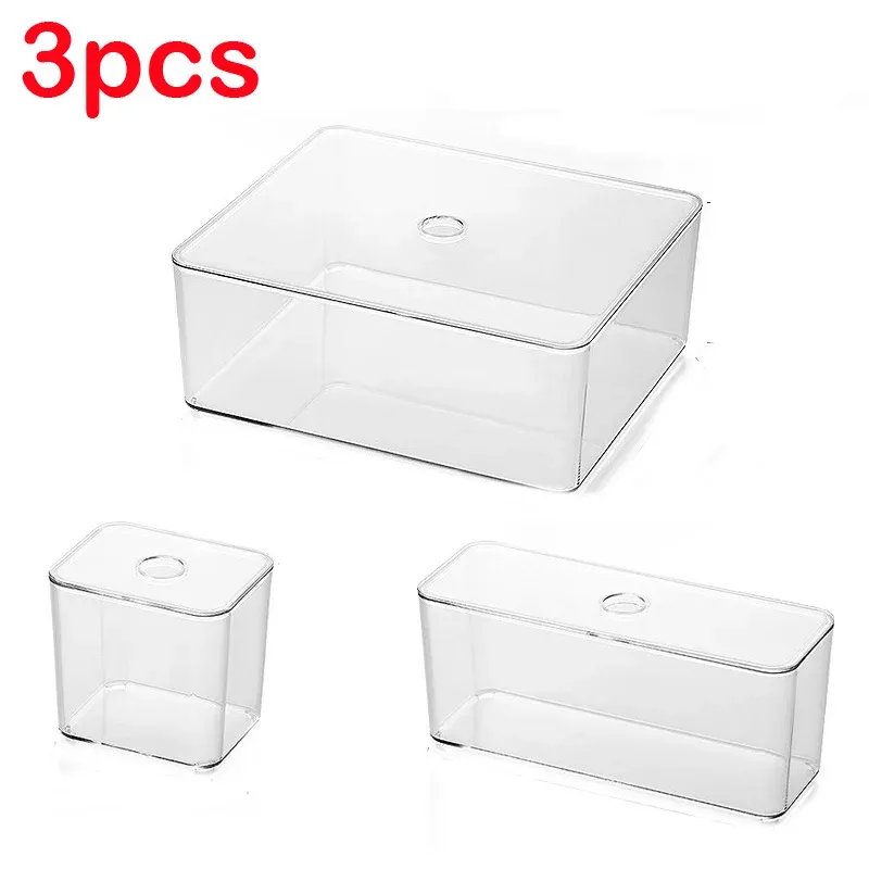 Ensembles d'organisateurs de tiroirs transparents, boîtes de rangement en acrylique, boîtes de rangement en plastique, boîtes de rangement pour papeterie et maquillage, bacs de rangement transparents - Image 1