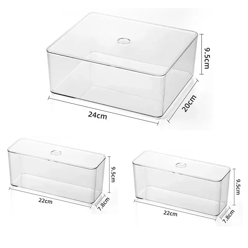 Ensembles d'organisateurs de tiroirs transparents, boîtes de rangement en acrylique, boîtes de rangement en plastique, boîtes de rangement pour papeterie et maquillage, bacs de rangement transparents 10