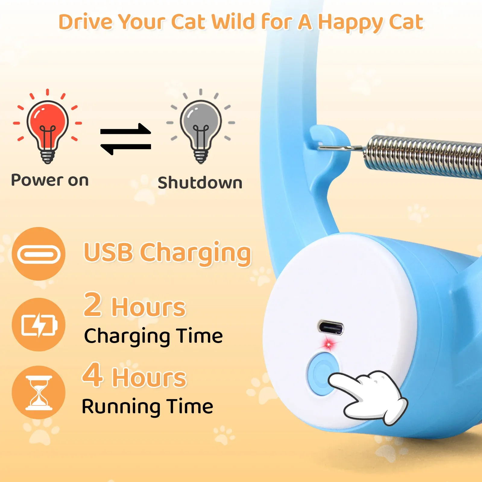 Jouet interactif automatique pour chat à baguette flottante en plumes de papillon, rechargeable par USB, pour l'enrichissement et la stimulation en intérieur 3