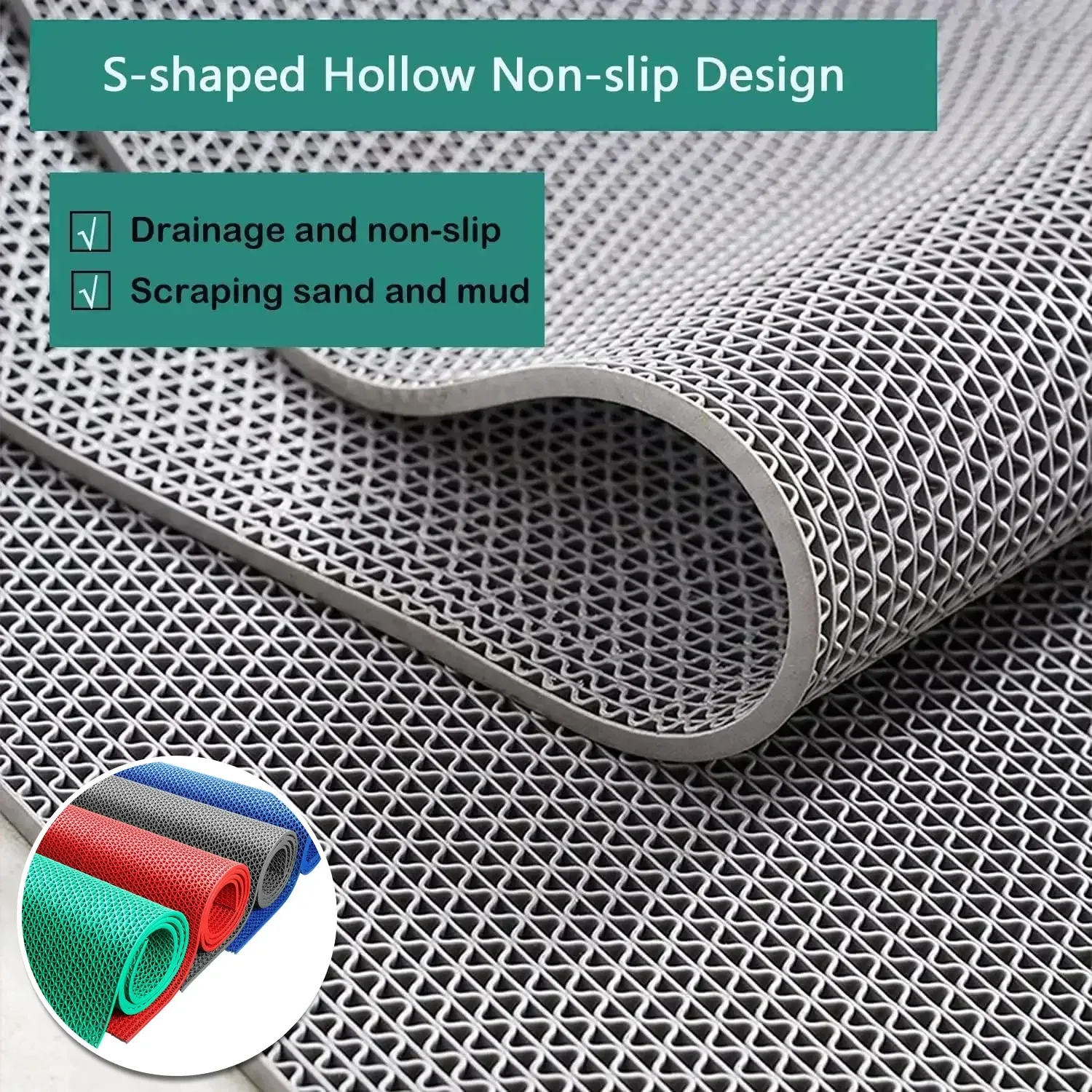 Tapis de sol en PVC imperméable et antidérapant pour cuisine, salle de bain et extérieur 1