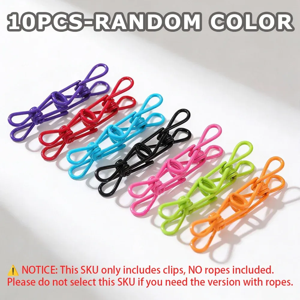 Corde à linge élastique portable de 1,8 m avec 12 pinces colorées 8