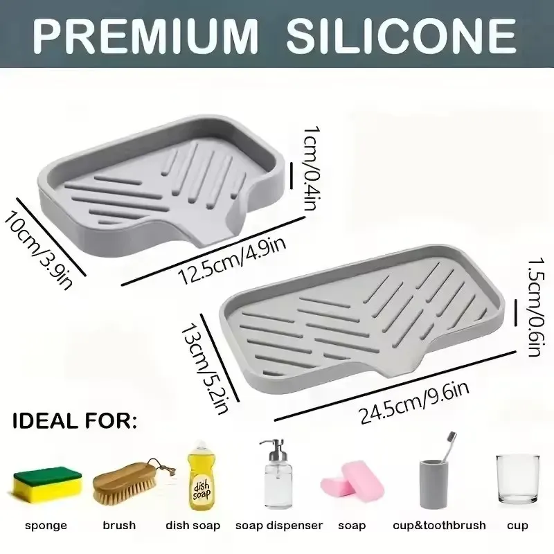 Tapis de robinet en silicone, plateau d'évier de cuisine, distributeur de savon, éponge, tampon de vidange, tapis de séchage anti-éclaboussures, plateau de rangement de comptoir, plateau à savon 6