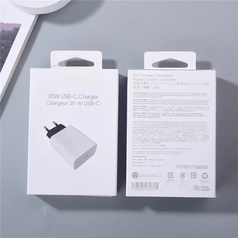 Chargeur rapide 30W PD pour Google Pixel 8, 7, 9 Pro, 8A, 7A, 6A, 5A, 4XL, 4A, adaptateur secteur USB-C à USB-C avec câble, prises EU/US/UK 2
