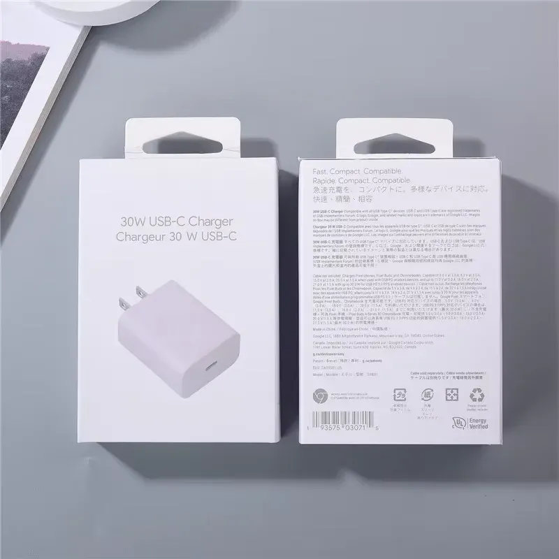 Chargeur rapide 30W PD pour Google Pixel 8, 7, 9 Pro, 8A, 7A, 6A, 5A, 4XL, 4A, adaptateur secteur USB-C à USB-C avec câble, prises EU/US/UK 8