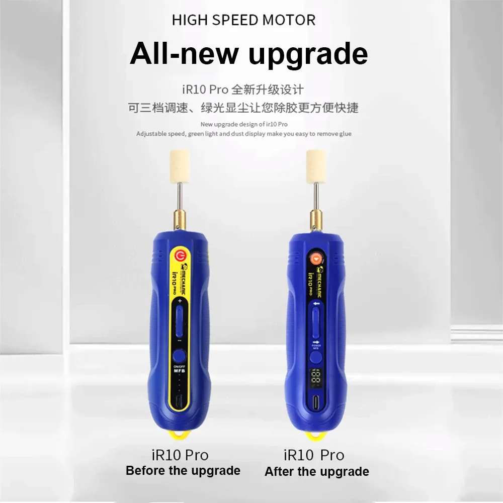 Stylo électrique décolleur MECHANIC IR10 PRO 6 en 1, 3 niveaux de réglage, pour retirer la colle des écrans LCD de téléphones portables, avec outil de polissage 5