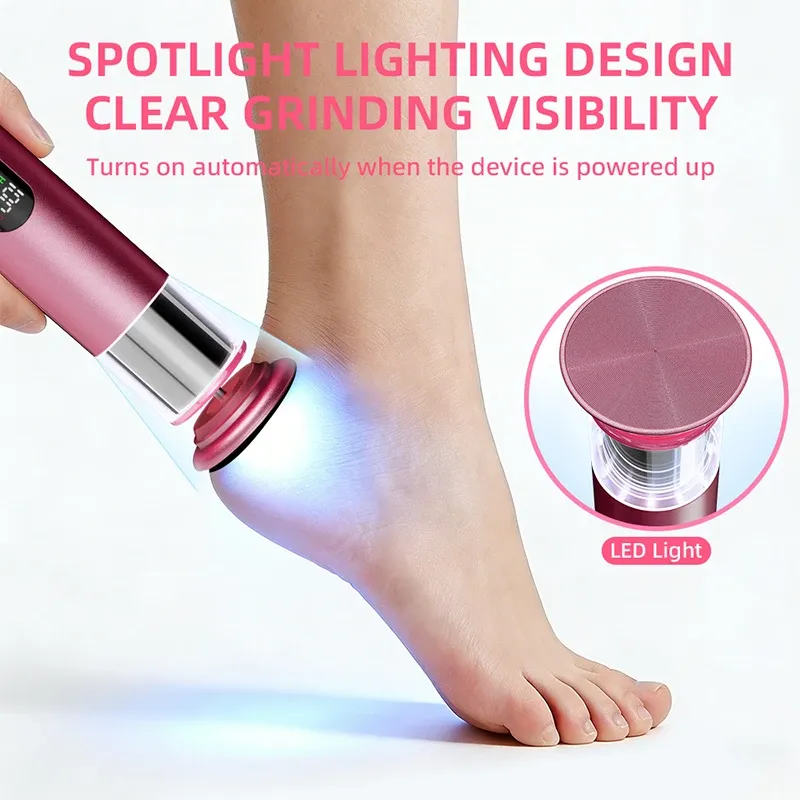 Râpe électrique rechargeable 2-en-1 pour pieds, avec 60 disques abrasifs remplaçables et kit de pédicure 3