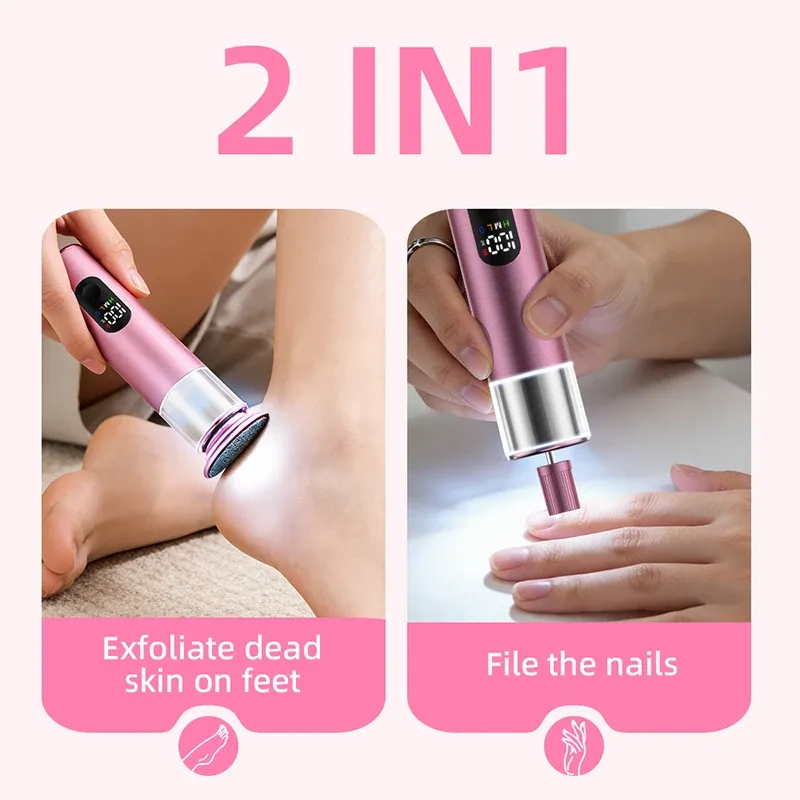 Râpe électrique rechargeable 2-en-1 pour pieds, avec 60 disques abrasifs remplaçables et kit de pédicure 5