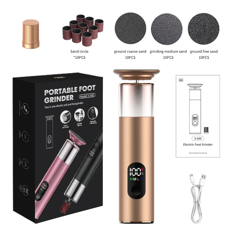 Râpe électrique rechargeable 2-en-1 pour pieds, avec 60 disques abrasifs remplaçables et kit de pédicure 8
