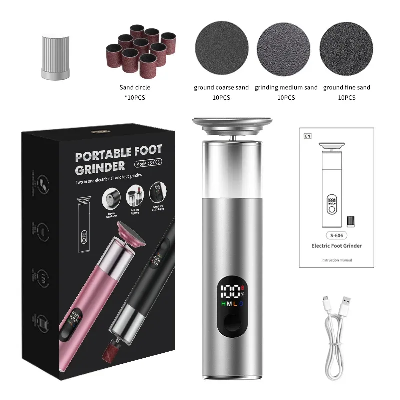 Râpe électrique rechargeable 2-en-1 pour pieds, avec 60 disques abrasifs remplaçables et kit de pédicure 9