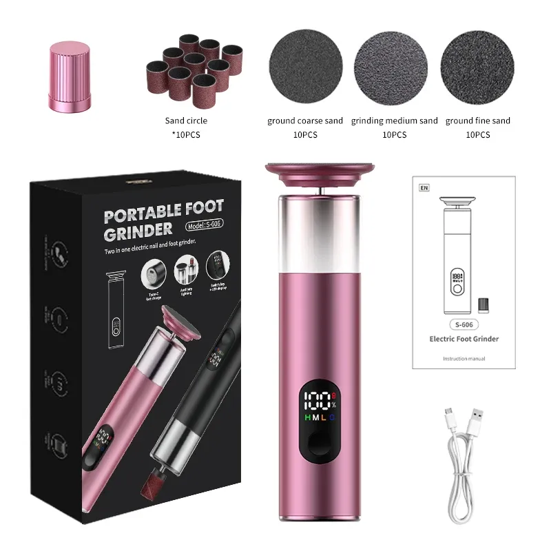 Râpe électrique rechargeable 2-en-1 pour pieds, avec 60 disques abrasifs remplaçables et kit de pédicure 10