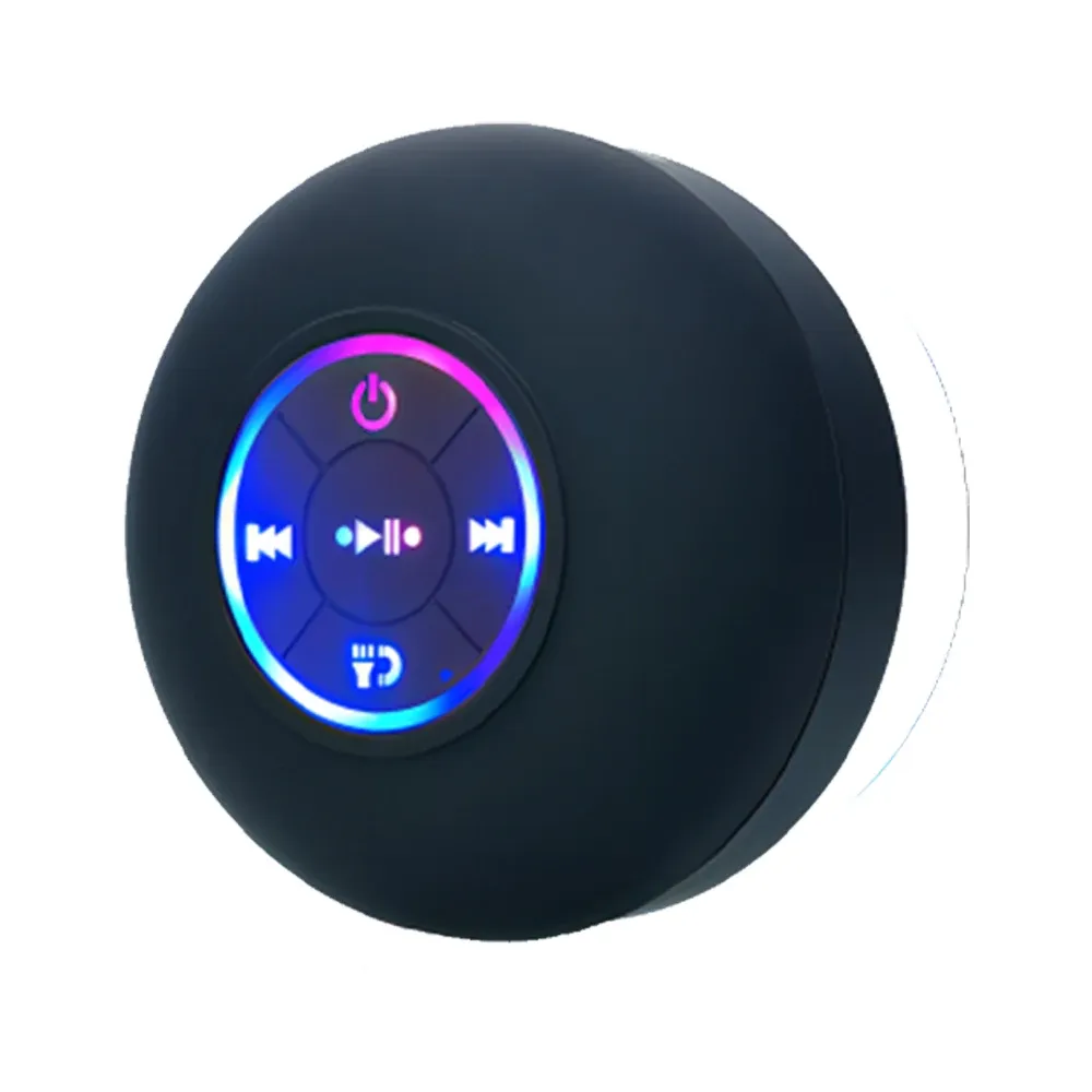 Mini haut-parleur Bluetooth portable à LED avec microphone, ventouse et étanchéité IPX4 7
