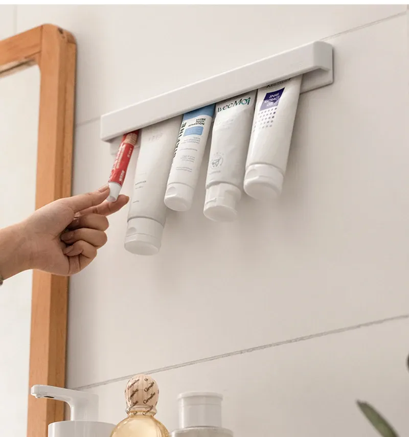 Support mural pour dentifrice, lot de 2, support de rangement pour salle de bain, sans perçage, support de dentifrice peu encombrant 2