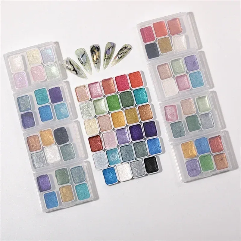 Poudre pigment chrome métallique pour nail art, ensemble de paillettes et poudres aquarelle pour décoration et manucure 6