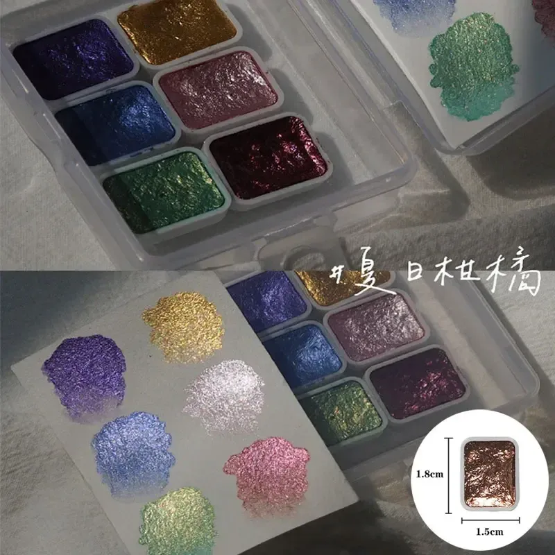 Poudre pigment chrome métallique pour nail art, ensemble de paillettes et poudres aquarelle pour décoration et manucure 8