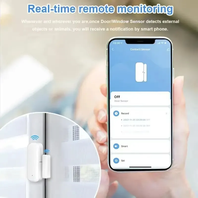 Capteur de porte/fenêtre Zigbee 3.0 à contact magnétique, alarme à distance via application, compatible Alexa et Google Home (hub requis) 5