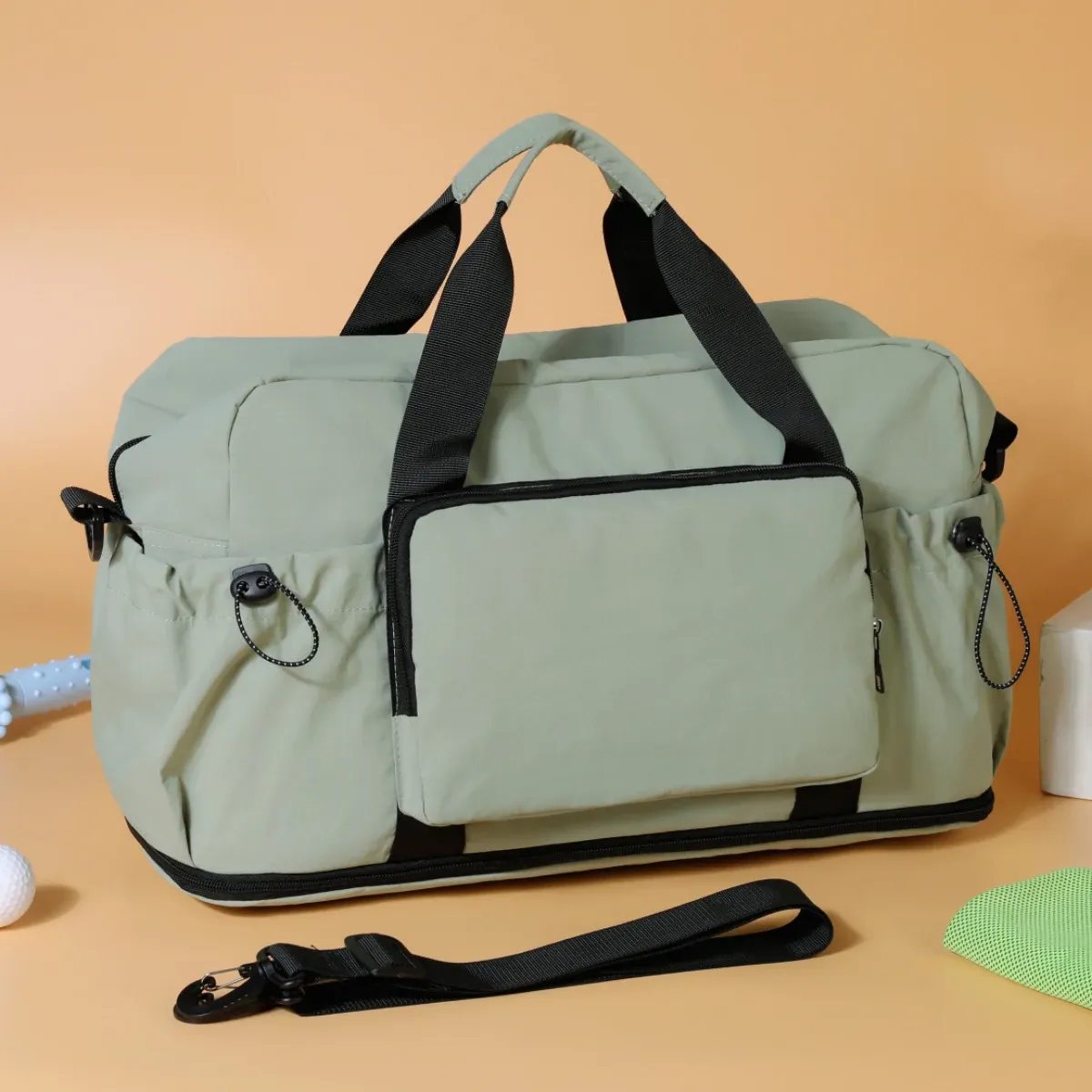 Sac de voyage de grande capacité pour courts séjours, sac de rangement pour bagages, sac de sport léger et portable pour femme, extensible et fixable sur valise à roulettes 8