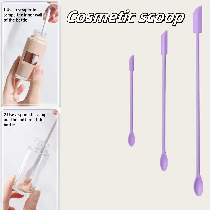 Lot de 3 spatules en silicone réutilisables pour cosmétiques, écologiques, pratiques pour le maquillage et les soins de la peau, faciles à nettoyer et idéales en voyage 2