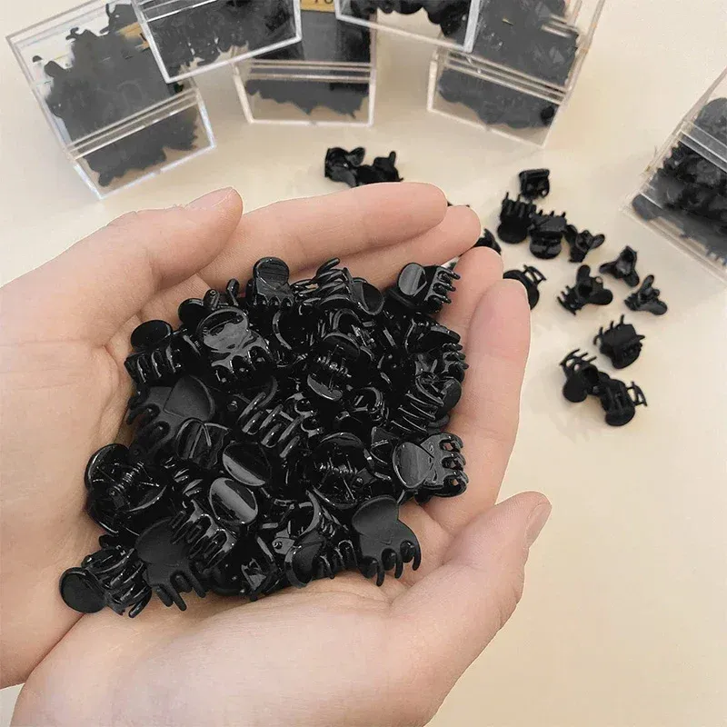 Mini pinces à cheveux coréennes en plastique transparent noir, lot de 10 à 100 pièces, accessoires de coiffure pour femmes, filles et enfants 5