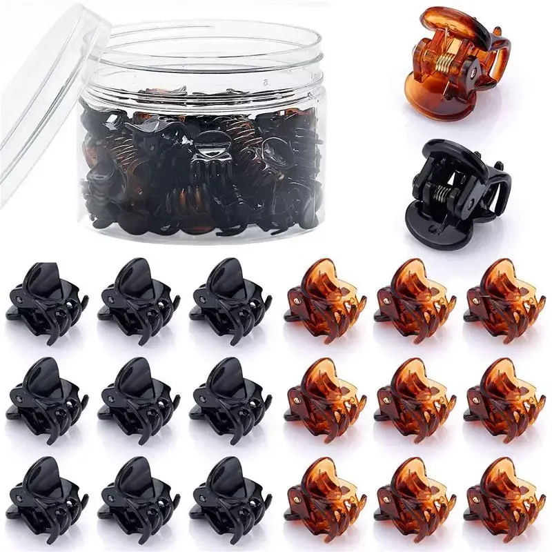 Mini pinces à cheveux coréennes en plastique transparent noir, lot de 10 à 100 pièces, accessoires de coiffure pour femmes, filles et enfants 7