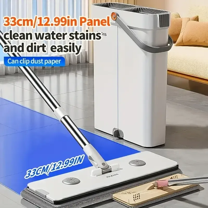 Joybos – Vadrouille rotative 360° avec seau de 33 cm, essorage à plat mains libres et grattoir 4