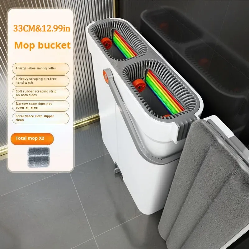 Joybos – Vadrouille rotative 360° avec seau de 33 cm, essorage à plat mains libres et grattoir 7