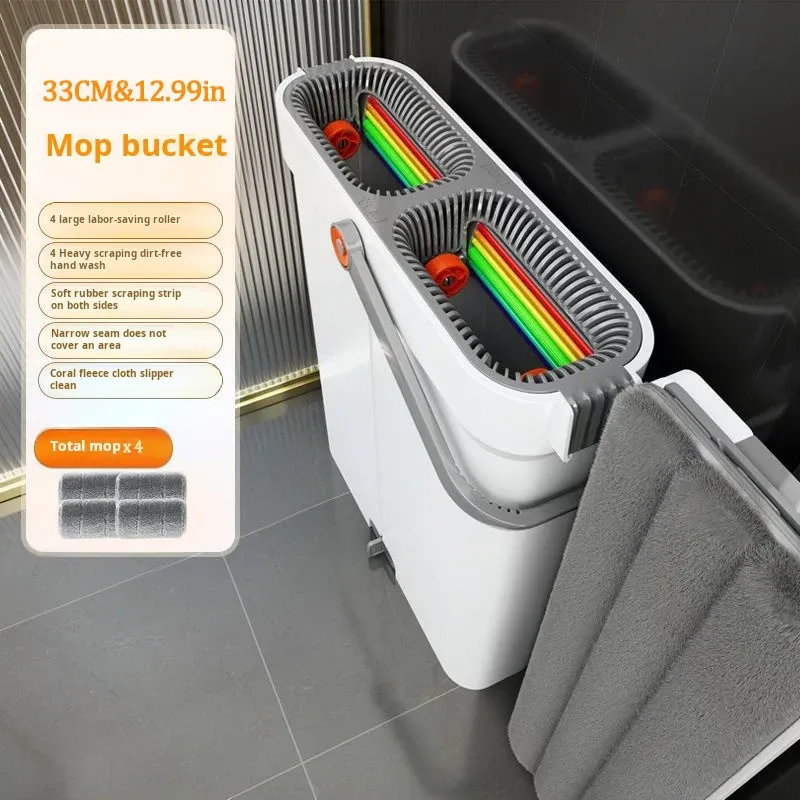 Joybos – Vadrouille rotative 360° avec seau de 33 cm, essorage à plat mains libres et grattoir 9