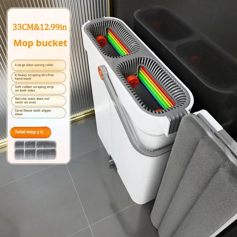 Joybos – Vadrouille rotative 360° avec seau de 33 cm, essorage à plat mains libres et grattoir 8