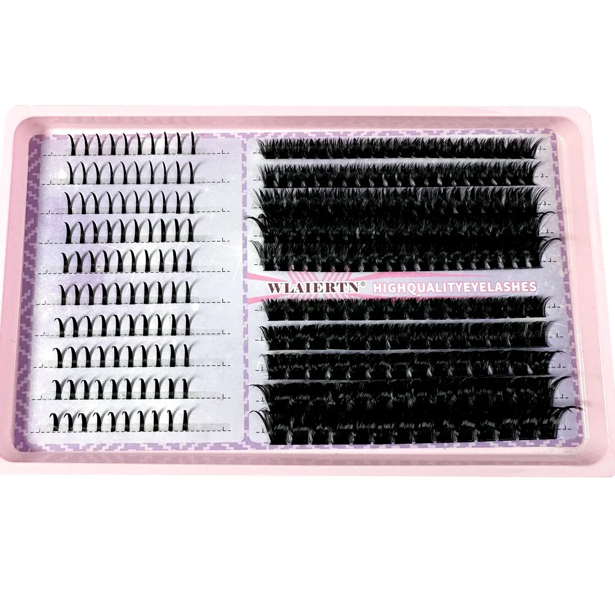 Kit d'extensions de cils en grappes, volume 3D, courbure D, longueurs mixtes 10 à 16 mm, à appliquer soi-même 3