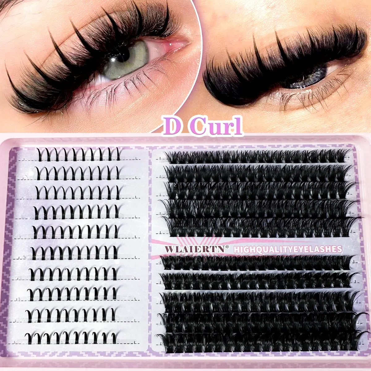 Kit d'extensions de cils en grappes, volume 3D, courbure D, longueurs mixtes 10 à 16 mm, à appliquer soi-même 6